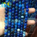 8mm Round Blue Stripe Agate Gemstone Jasper DIY Loose Beads Jewelry Making Strand 15"